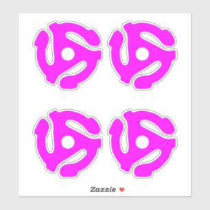 4 COOL Retro Vintage Hot Pink 45 spacer DJ Sticker