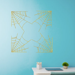 4 Corners Golden Spider Web on  36" sq Wall Decal