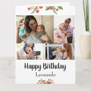 4 Costumize Photos Personalized Script Birthday Card