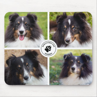 4 Custom Pet Photos Collage Template &amp; Text Mouse Pad