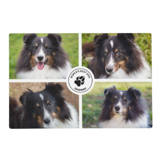 4 Custom Pet Photos Collage Template & Text Placemat