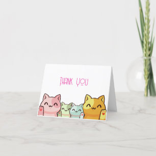 4 Cute Cats Thank You Card 