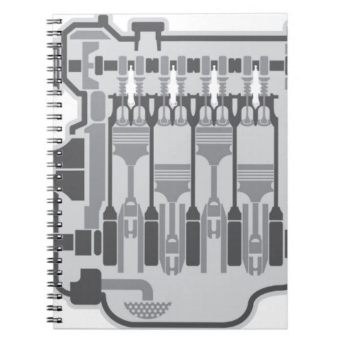 4 cylinder engine vector notebook