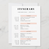 4 Day Simple Blush Itinerary Invitation