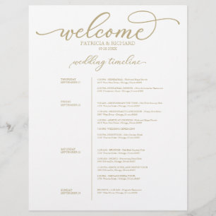 4 Days Wedding Itinerary Chic Gold Script
