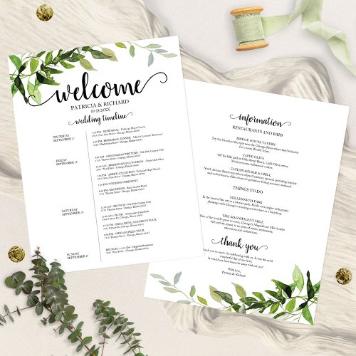 4 Days Wedding Itinerary Elegant Greenery