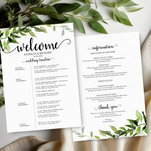 4 Days Wedding Itinerary Elegant Greenery