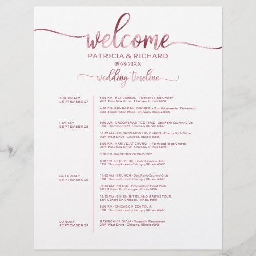 4 Days Wedding Weekend Itinerary Chic Timeline