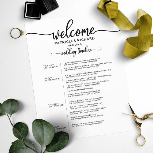 4 Days Wedding Weekend Itinerary Chic Timeline