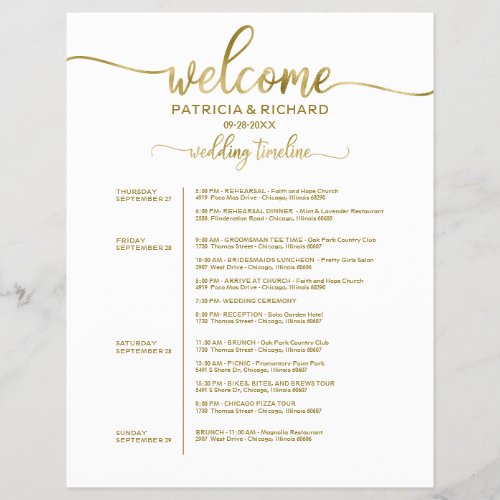 4 Days Wedding Weekend Itinerary Chic Timeline