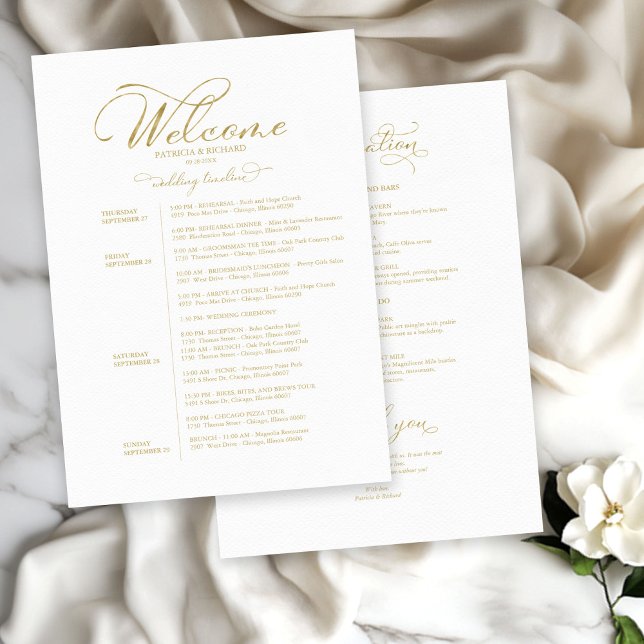 4 Days Wedding Weekend Itinerary Elegant Script (Creator Uploaded)