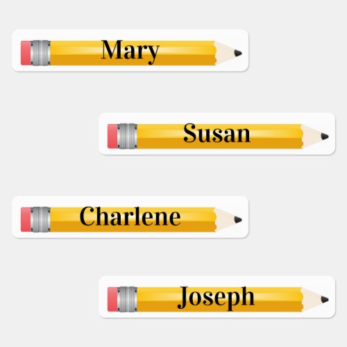 4 Different Names Pencils Iron On Labels