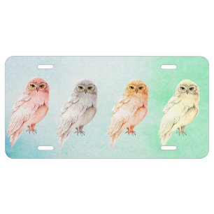 4 different owls license plate