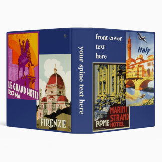 4 different Vintage Travel Poster Art from Italy 3 Ring Binder