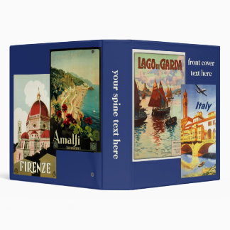 4 different Vintage Travel Poster Art from Italy 3 Ring Binder