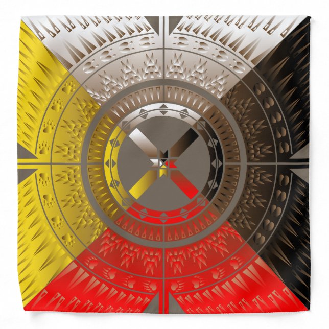 4 Directions Yellow, Red, White, Black Bandana (Front)