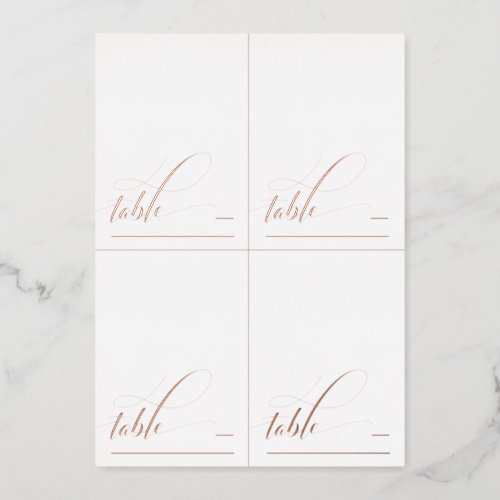 4 DIY Rose Gold Foil Calligraphy Folded Place Card
