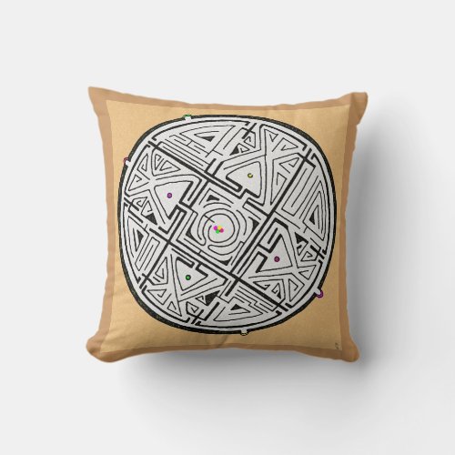 4 doorway maze design throw pillow