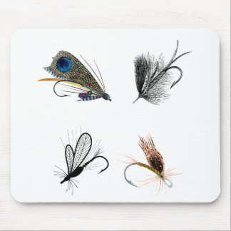 4 Dry Fishing Flies. Outdoorsmen Sportsmen Mouse Pad