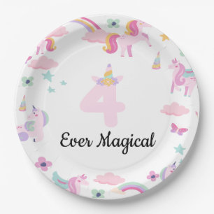 4 ever magical, Unicorn Birthday, Rainbows  Paper Plates