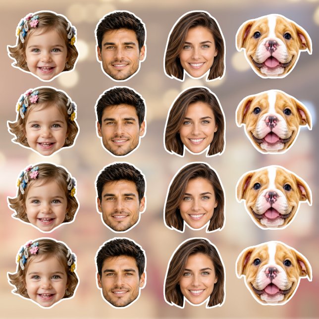 4 Face Cutout Photos Custom-Cut Vinyl Sticker (Creator Uploaded)