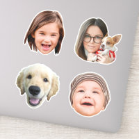 4 Face Photos Custom-Cut Vinyl Sticker