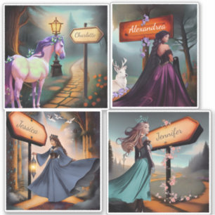 4 Fairytale Watercolor Vinyl Stickers