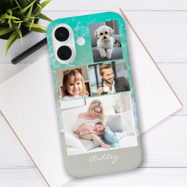 4 Family or Friends Photos, Script Name, Beach Case-Mate iPhone Case (Creator Uploaded)