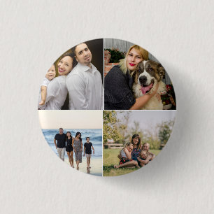 4 Family Photo Collage Custom Button