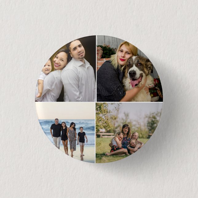  4 Family Photo Collage Custom Button (Front)