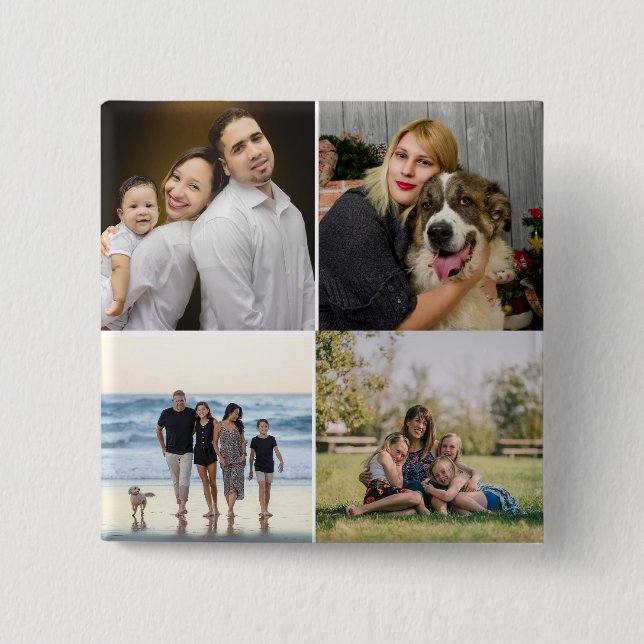  4 Family Photo Collage Custom Button (Front)