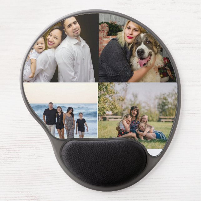  4 Family Photo Collage Custom Gel Mouse Pad (Front)