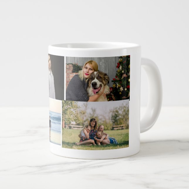  4 Family Photo Collage Custom Giant Coffee Mug (Front Right)