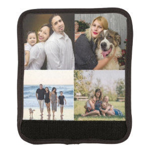 4 Family Photo Collage Custom Luggage Handle Wrap
