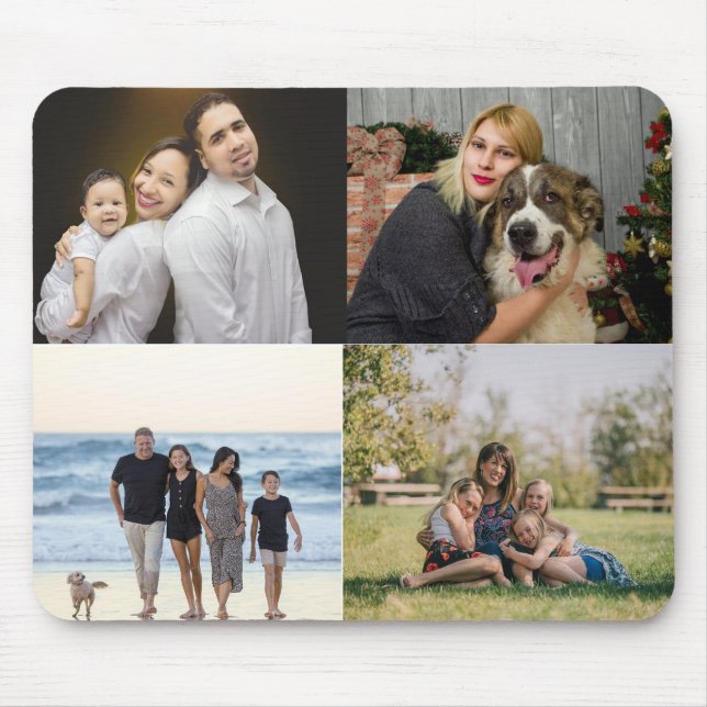  4 Family Photo Collage Custom Mouse Pad (Front)