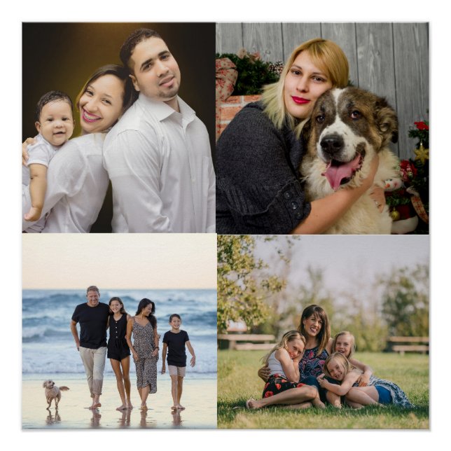  4 Family Photo Collage Custom Poster (Front)
