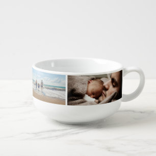 4 Family Photo Collage Custom Soup Mug
