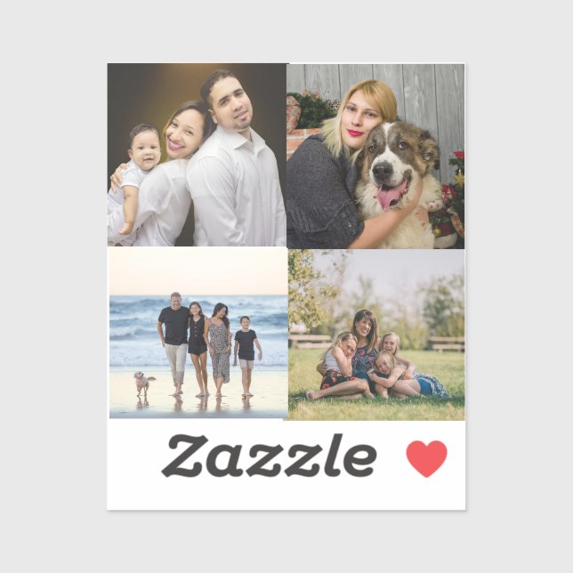 4 Family Photo Collage Custom Sticker (Sheet)
