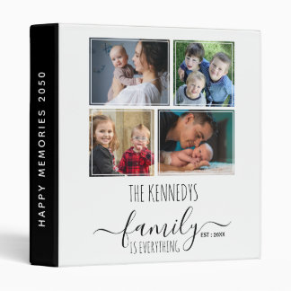 4 Family Picture Collage Photo Album Black White 3 Ring Binder