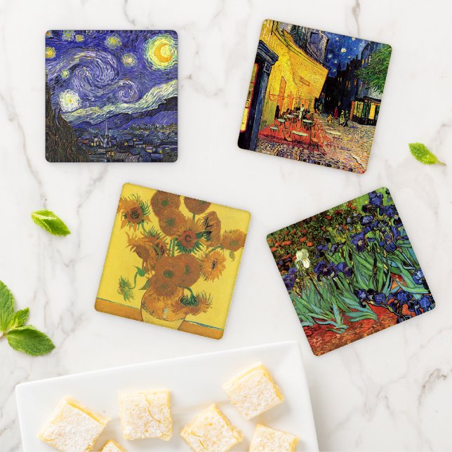 4 famous paintings by Vincent van Gogh Coaster Set (In Situ)