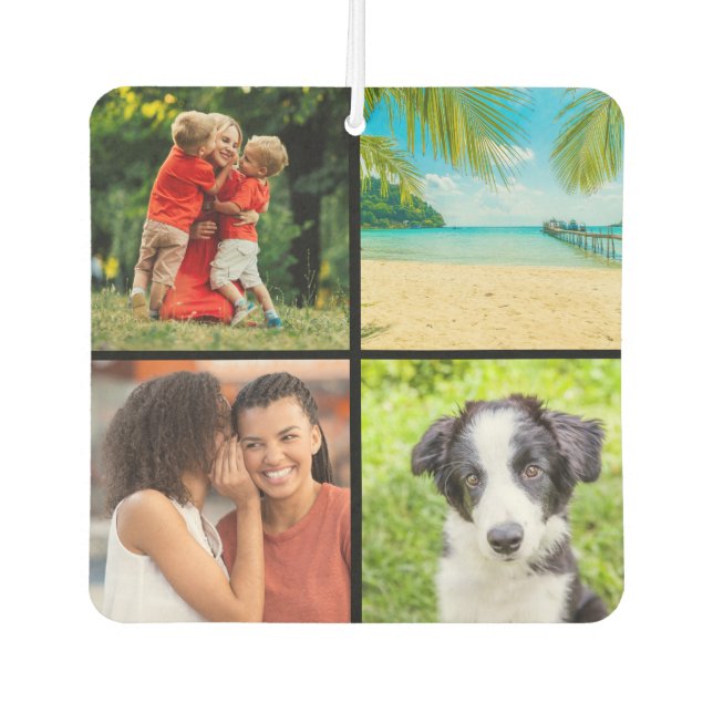 4 Favourite Family Photo Collage Script Name Air Freshener (Front)