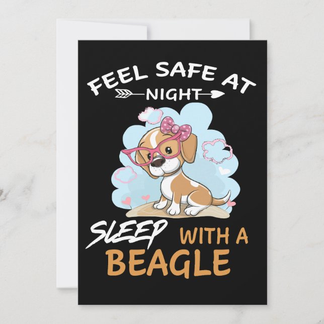 4 Feel Safe At Night Sleep With A Beagle Invitation (Front)