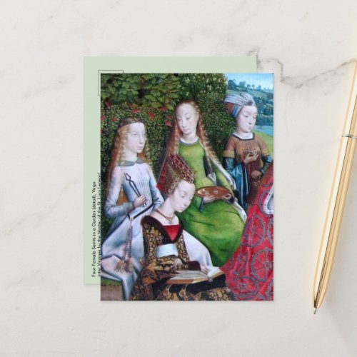 4 Female Saints in a Garden detail M 070 Postcard