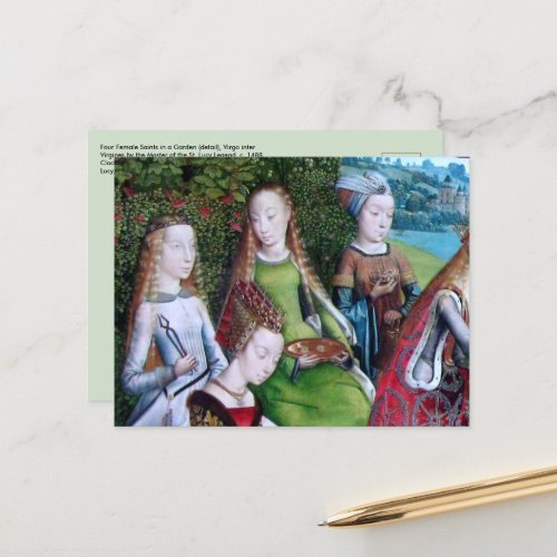 4 Female Saints in a Garden detail M 070 Postcard