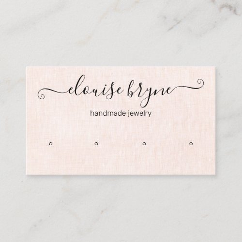 4 Four Hole Earring Pink Linen Script Display Business Card