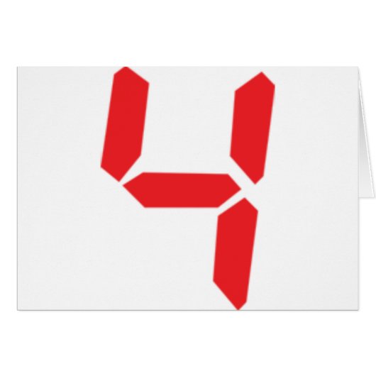 4 four red alarm clock digital number cards (Front Horizontal)