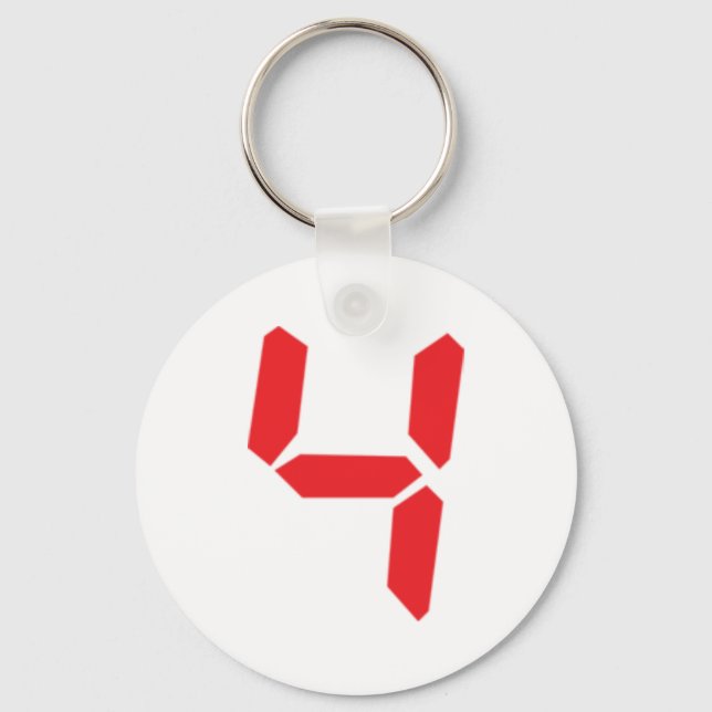 4 four red alarm clock digital number keychain (Front)