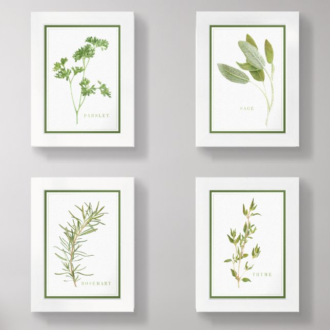 4 FRESH HERBS 5x7 Print Set + Green Border (Front)