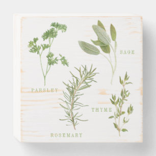 4 FRESH HERBS 6x6 Wood Box Sign