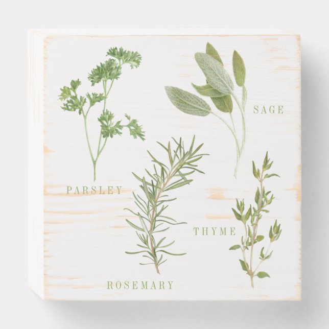 4 FRESH HERBS 6x6 Wood Box Sign (Front Horizontal)